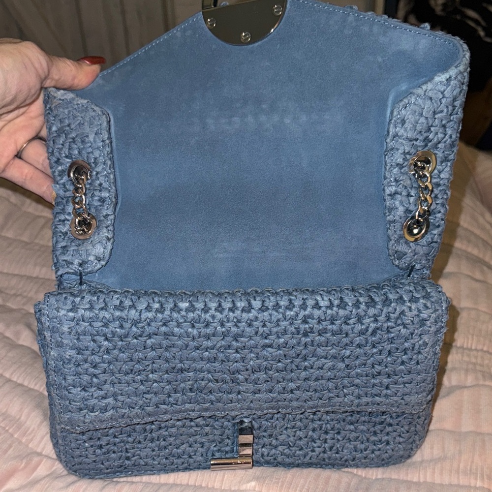 Sandro Light Blue Woven Shoulder Bag - Picture 9 of 16